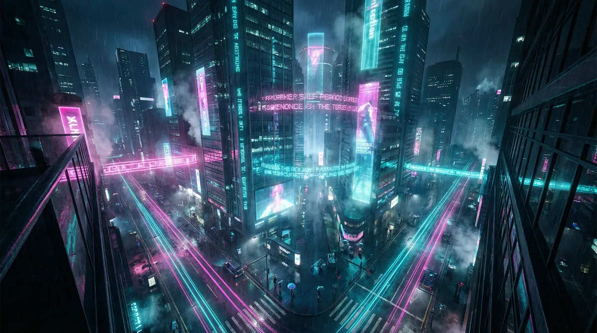 芈月王者荣耀 竖屏短剧平台首页背景 - 赛博朋克都市夜景
